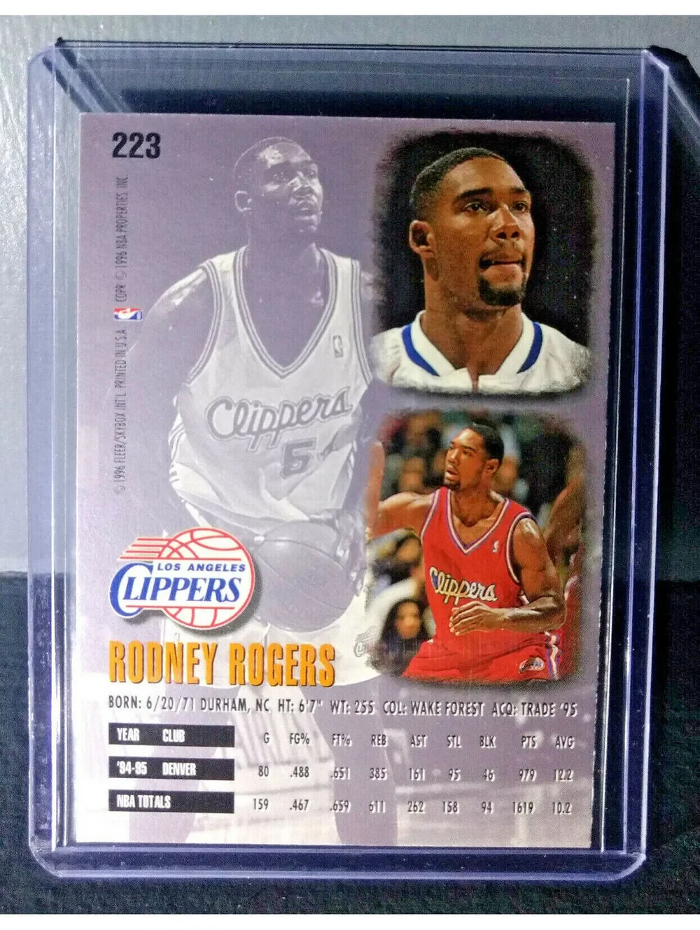 1995-96 Rodney Rogers Fleer Ultra #223 Basketball Card